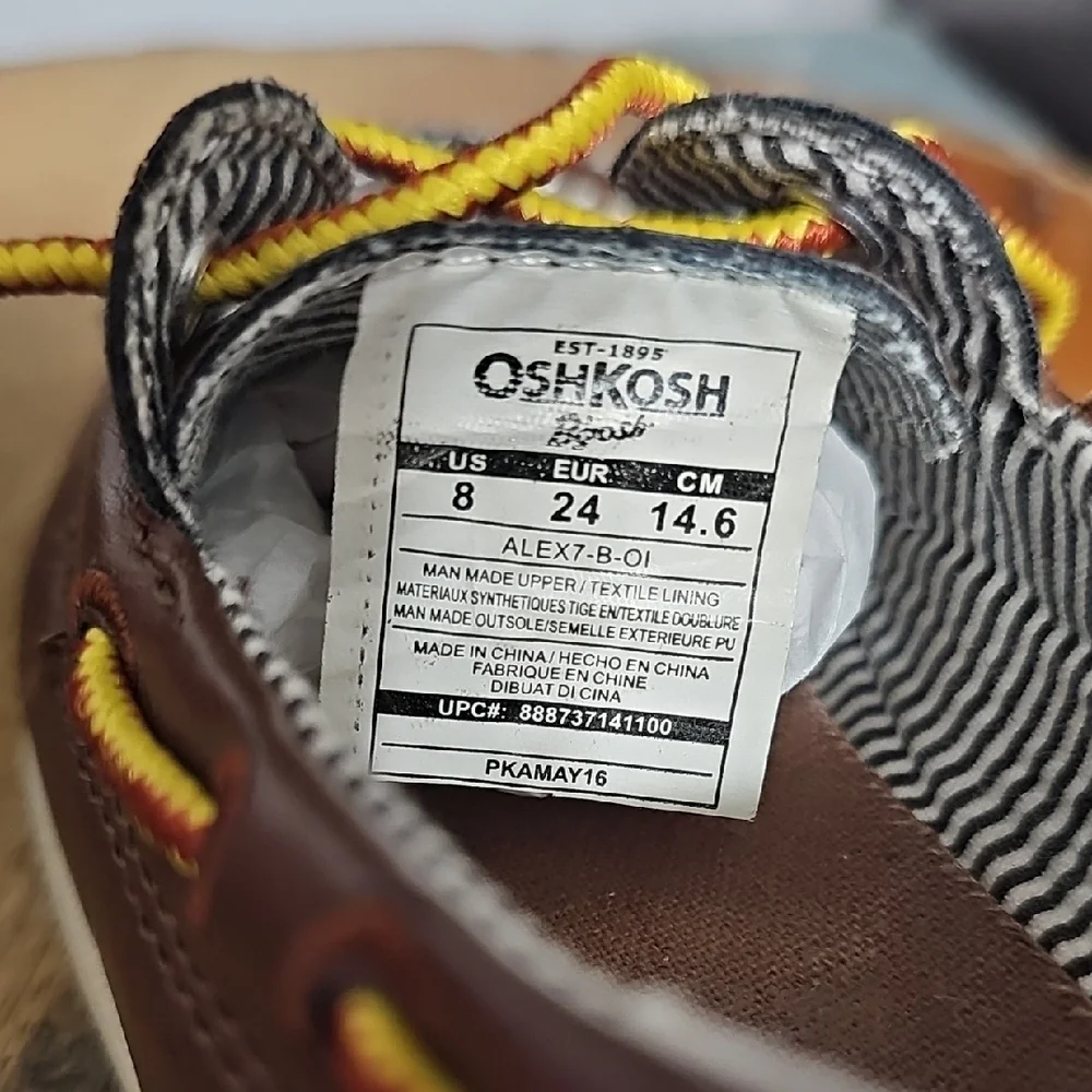 OshKosh B'gosh Brown Moccasins with Yellow Laces